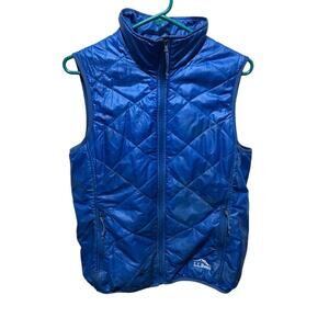LL Bean Vest Primaloft Packaway Quilted Regular Stowaway Medium Royal Blue Sz M